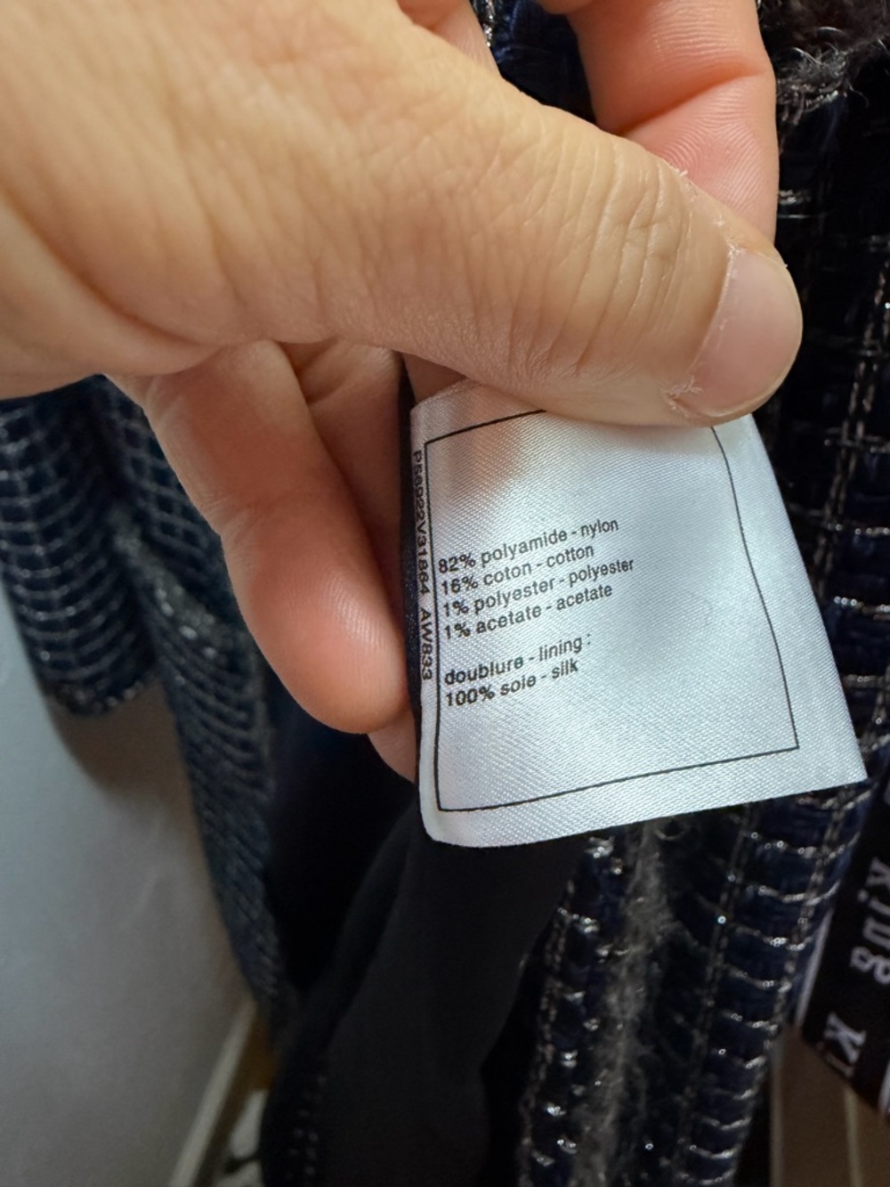 CHANEL Metallic Fantasy Tweed Coat – Navy Blue/Silver (Size 36) - Picture 15 of 15